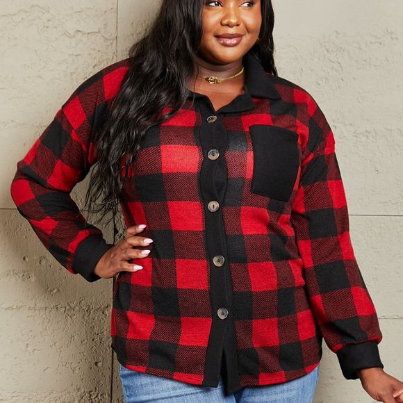 Heimish Make It Last Full Size Contrast Plaid Shacket - Picture 7 of 11